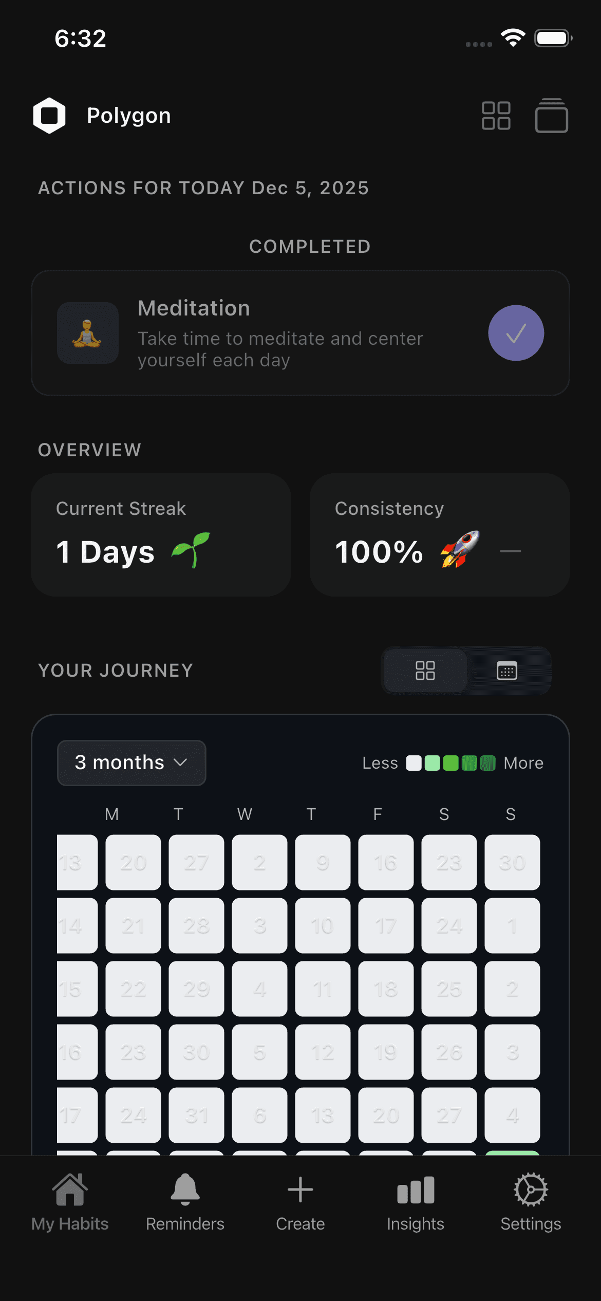 Polygon Habit Tracker - Check-in Completion